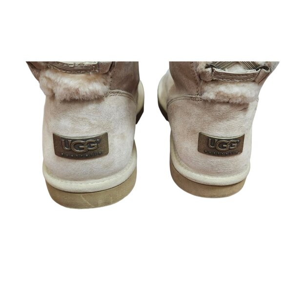 UGG AUSTRALLIA S/N 5734 WOMENS ROSEBERRY LACE UP BOOTS SHEEPSKIN FUR LINED Sz 7 - Picture 4 of 11
